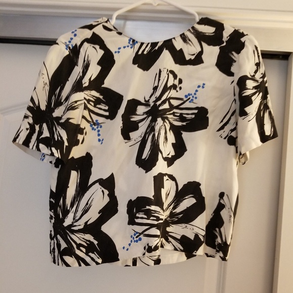Zara Tops - Zara White Tropical Blouse Sz S